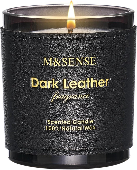 M&SENSE Tobacco Leather Berries Scented Candles, Heavy Scented Candles,Vegan Soy Wax,10oz 42-Hour
