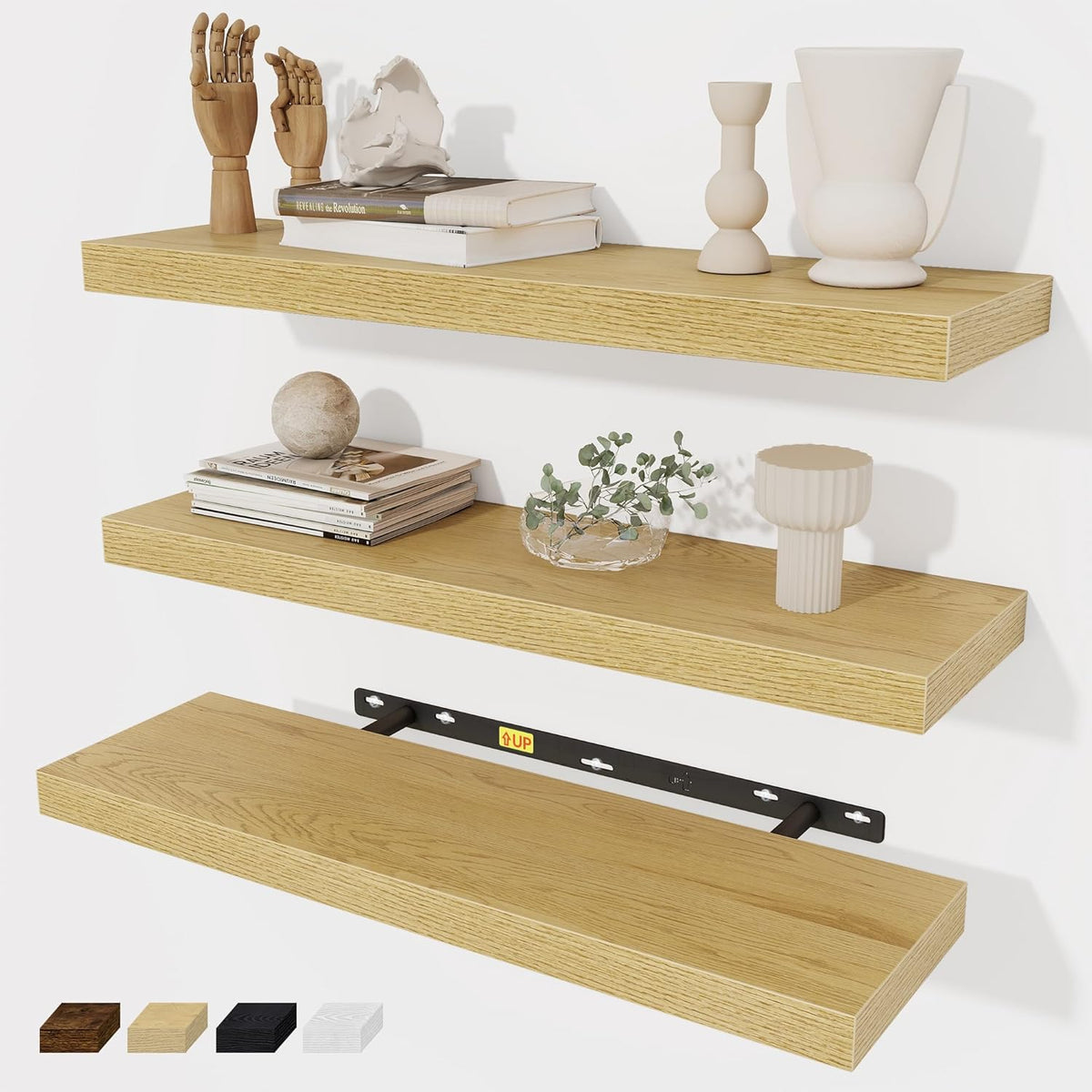 Fun Memories Floating Shelves Wall Shelf 24 inches Long, Farmhouse Bathroom Shelves Bedroom Kitchen