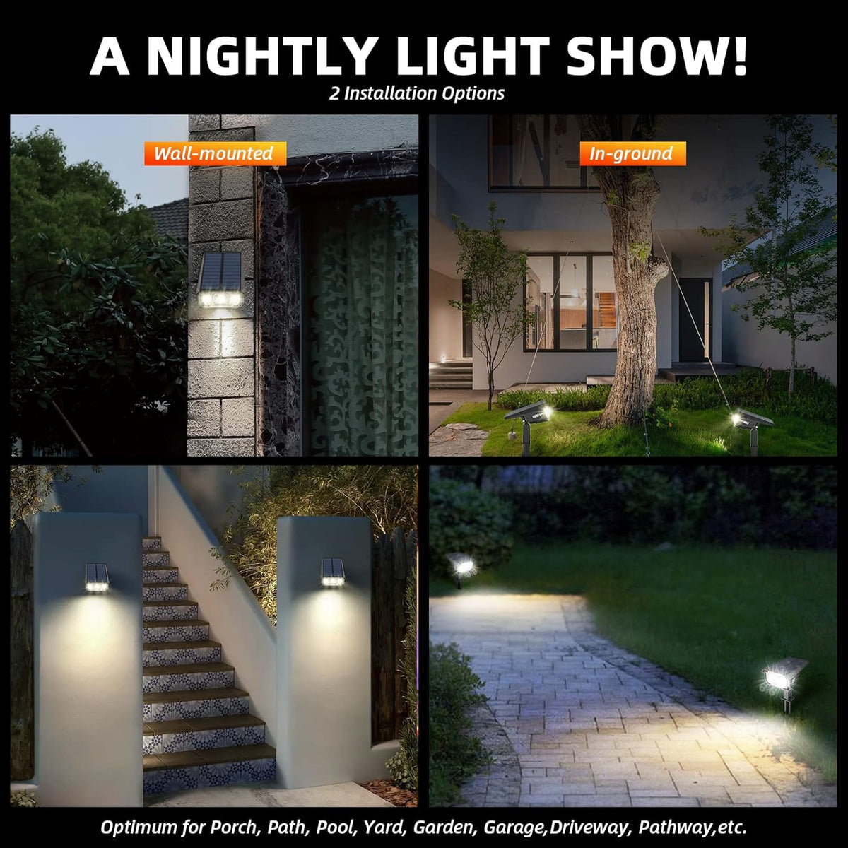 Solar Spot Lights Outdoor,40 LEDs Solar Outdoor Waterproof Landscape Lights with 3 Light Modes