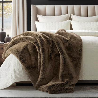 Luxury Soft Faux Chinchilla Fur Throw Blanket for Couch, Warm Thick Heavy Winter Throw Blanket