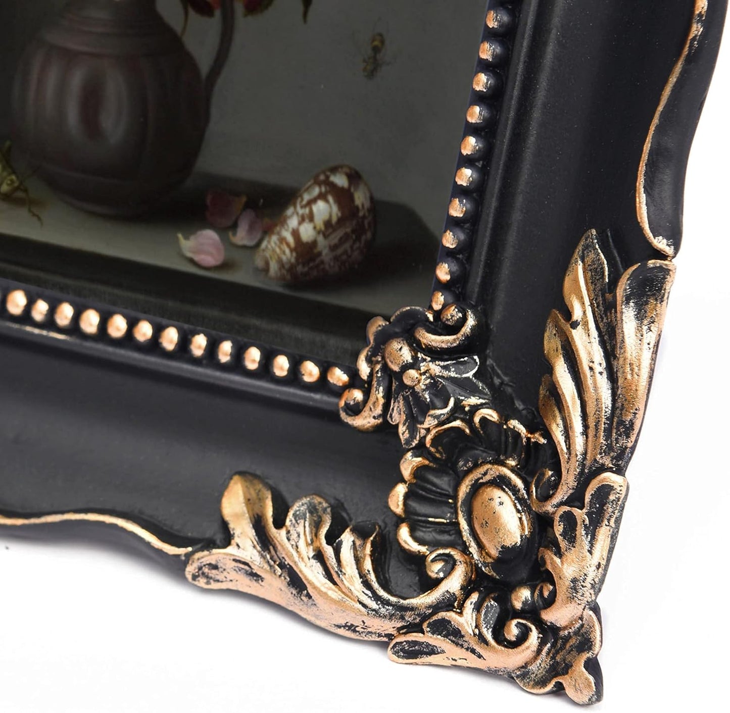 5x7 Vintage Picture Frame with Embossed Flower Design, Black Ornate Frame for 5x7 Pictures