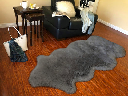 LAMBZY Faux Sheepskin Super Soft Hypoallergenic Free Shape Silky Shag Rug, Luxury Shaggy Plush