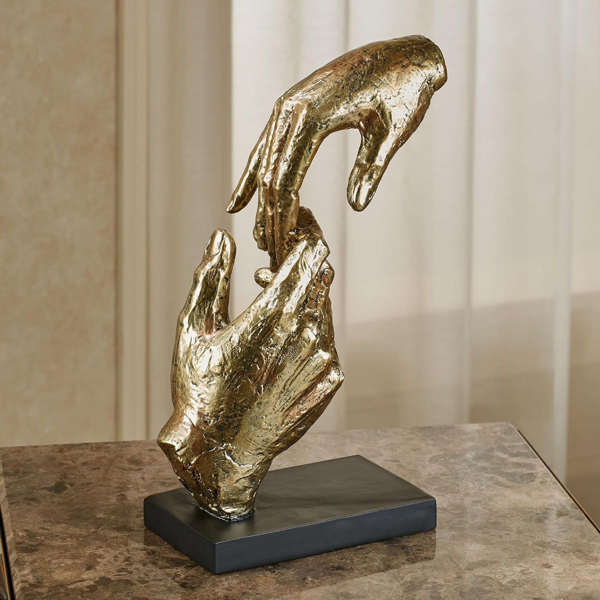 Touch of Class Loving Hands Table Sculpture - Gold - Made of Resin - Contemporary Art Statue - Sign