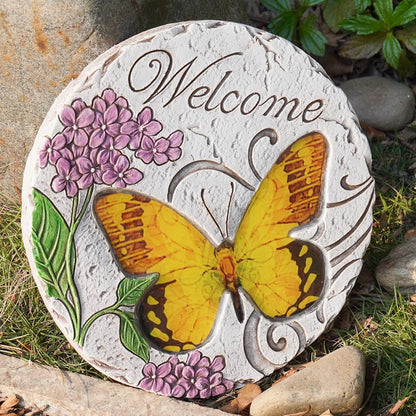 Garden Décor Stepping Stones Outdoor - Resin Butterfly Decorative Stone Bright Color Memories