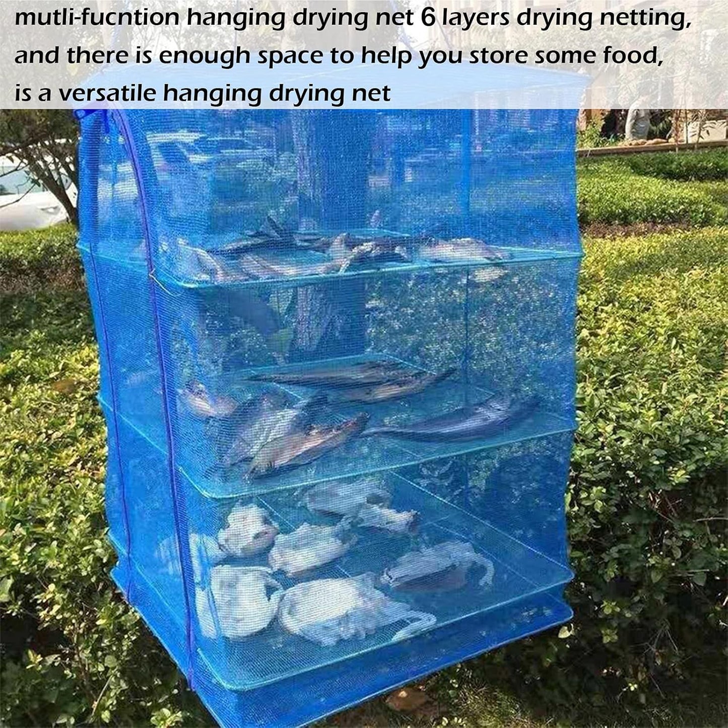 Drying Rack 6 Layers Folding Fish Mesh, Foldable Nylon Netting, Hanging Drying Fish Net, for Shrimp