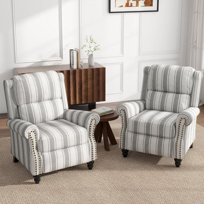 UIXE Pushback Recliner Chairs Set of 2, Fabric Armchair Push Back Accent Chair for Living Room