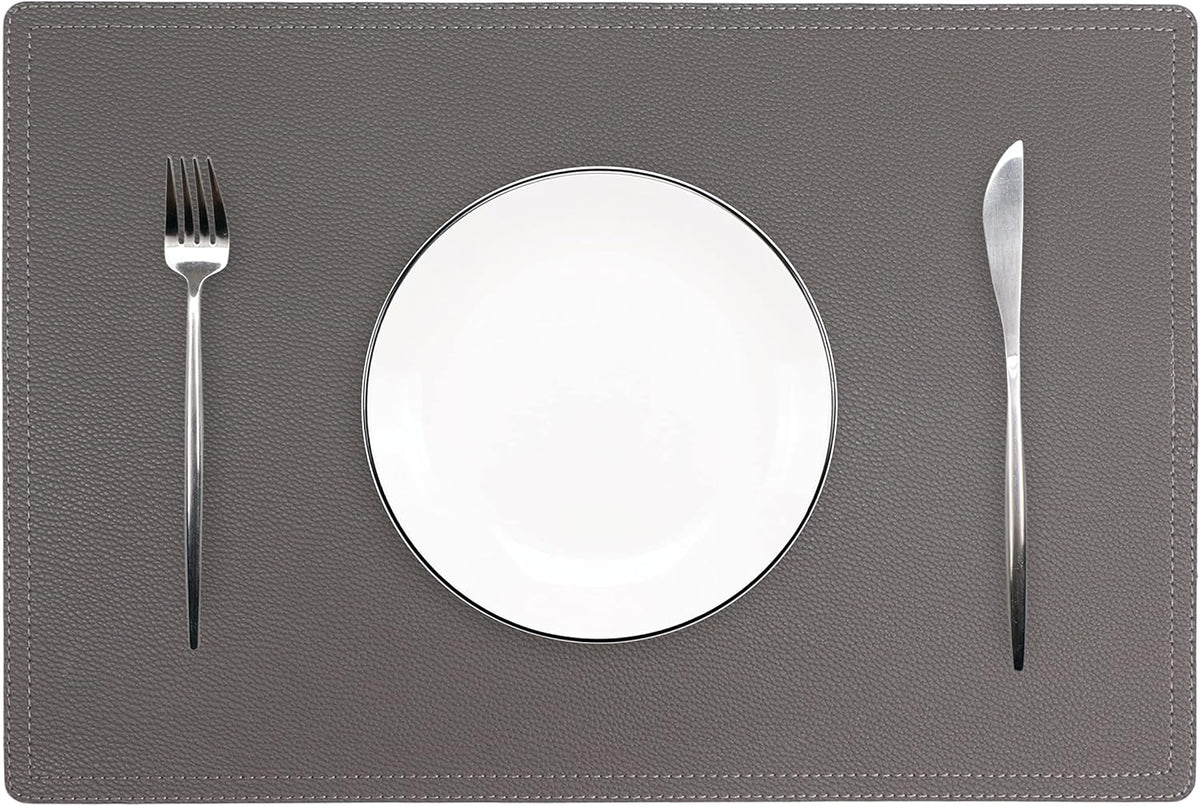 Set of 4 Faux Leather Placemats, PU Table Mats, Waterproof, Stain Resistant, Heat Resistant