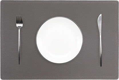 Set of 4 Faux Leather Placemats, PU Table Mats, Waterproof, Stain Resistant, Heat Resistant