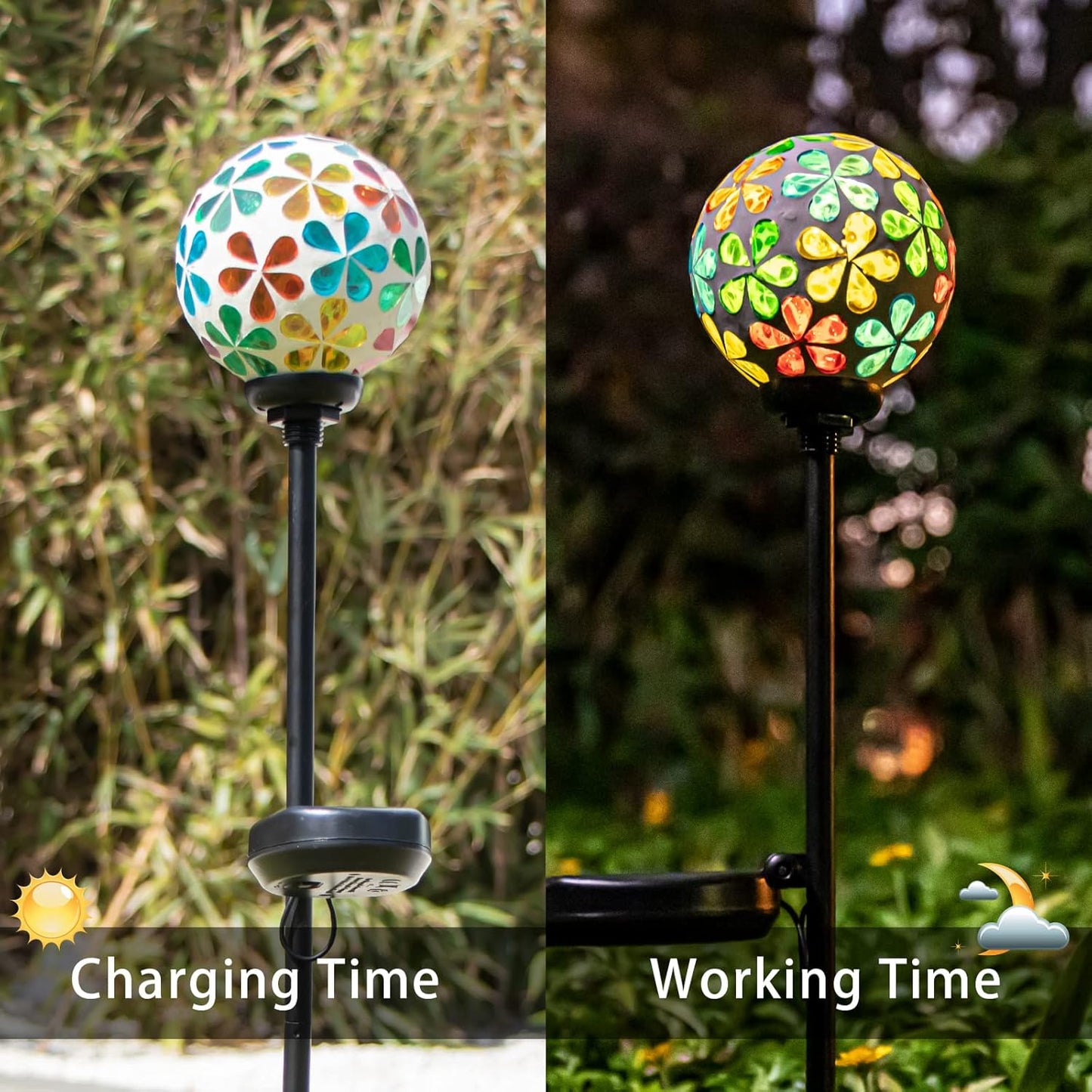 VCUTEKA Solar Garden Lights - Mosaic Solar Lights Outdoor Decor Pathway Light Waterpoof LED Stake