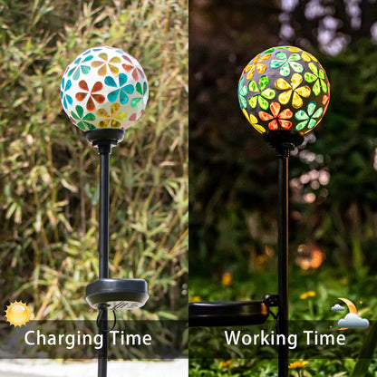 VCUTEKA Solar Garden Lights - Mosaic Solar Lights Outdoor Decor Pathway Light Waterpoof LED Stake