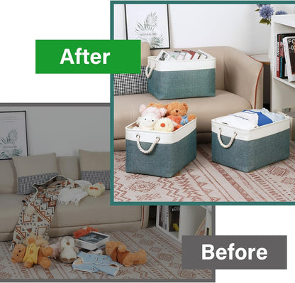 Bidtakay Fabric Storage Baskets for Shelves 3 Pack Large Storage Bins for Organizing Linen