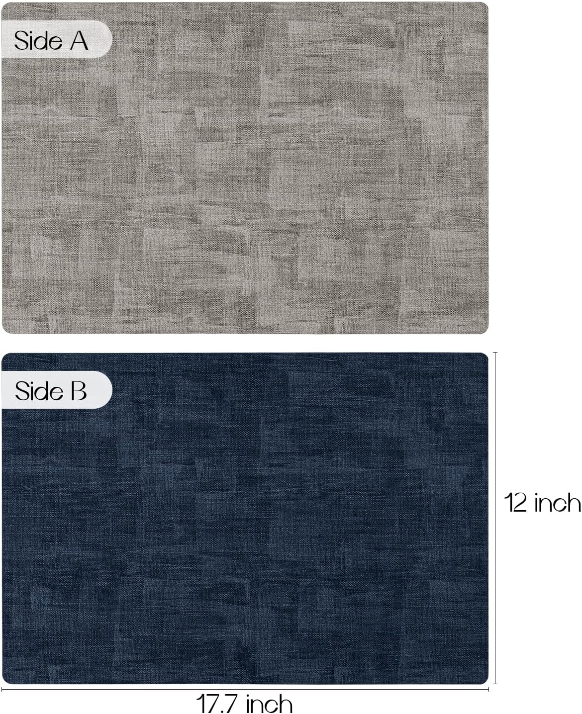 Romanstile Reversible Vinyl Placemats Set of 8, Faux Leather 100% Waterproof Oil-proof Wipeable