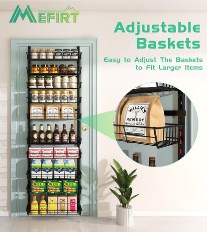 10-Tier Over The Door Pantry Organizer, Pantry Organization and Storage, Black Metal Hanging