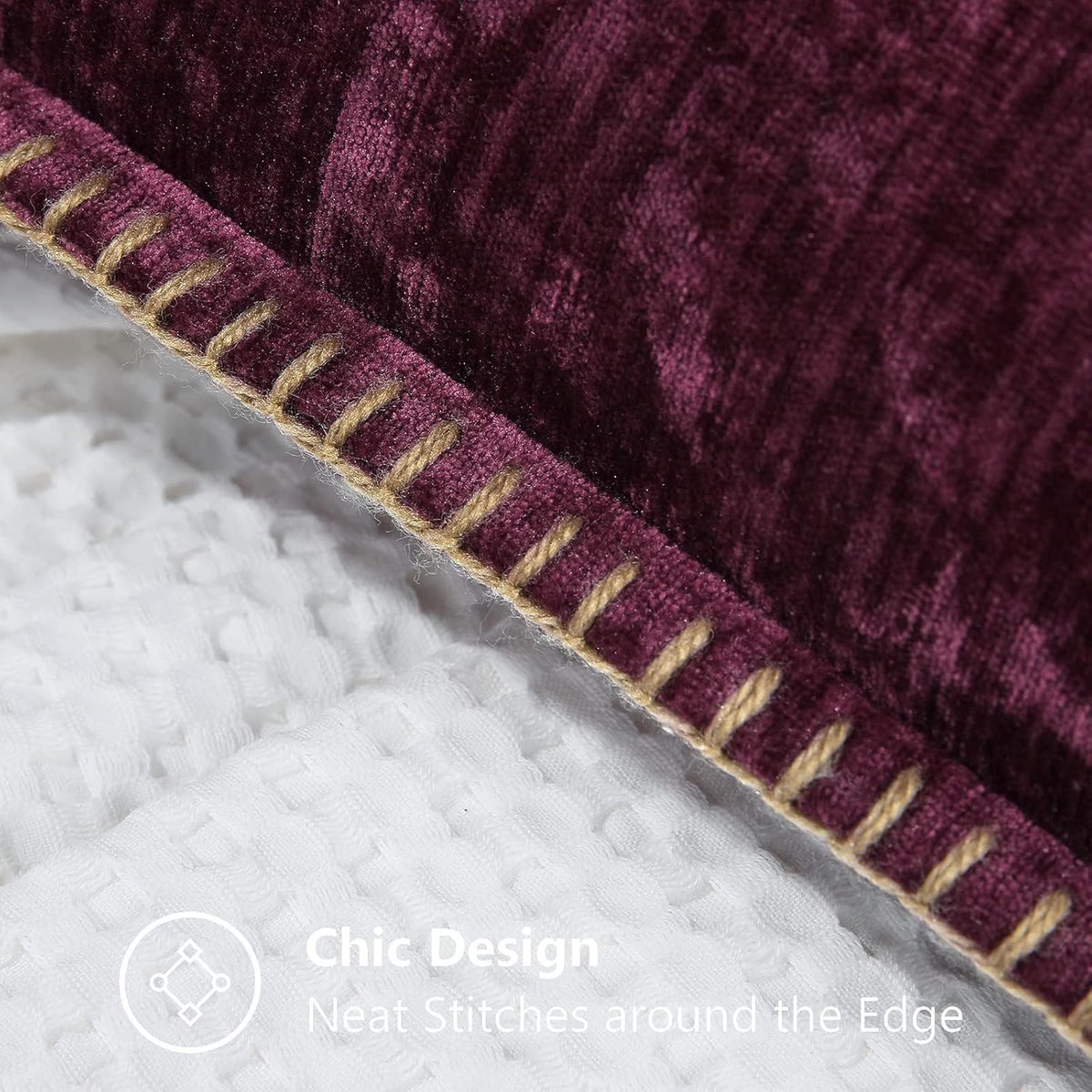 decorUhome Chenille Soft Throw Pillow Covers 24x24 Set of 2, Farmhouse Velvet Neutral Decorative