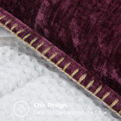 decorUhome Chenille Soft Throw Pillow Covers 24x24 Set of 2, Farmhouse Velvet Neutral Decorative