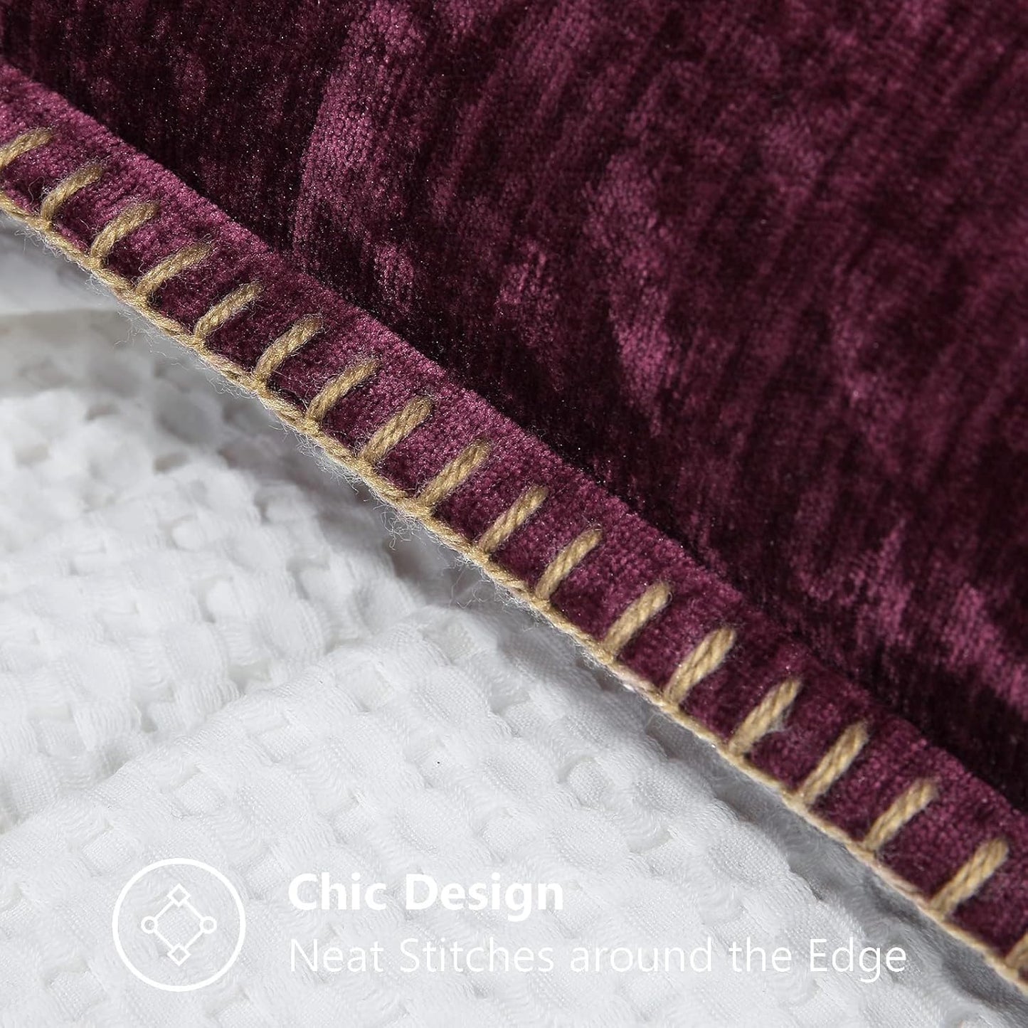 decorUhome Chenille Soft Throw Pillow Covers 16x16 Set of 2, Farmhouse Velvet Neutral Decorative