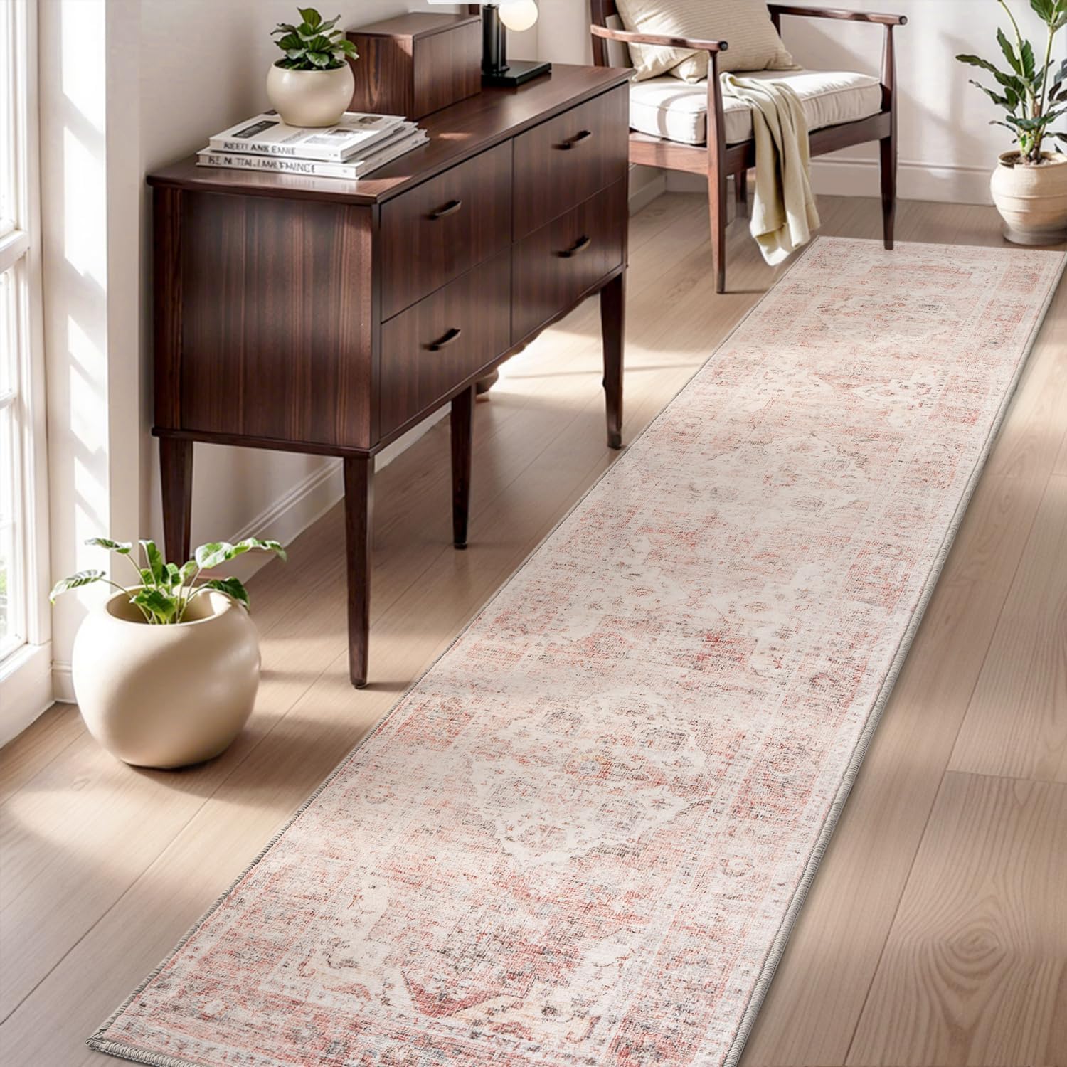 AMOAMI-2X3 Small Rug-Washable Rugs Entryway Mat Indoor-Soft Vintage Non Slip Rugs for Kitchen