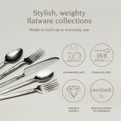 over&back 20pc Hand-Forged Flatware Cutlery Set - Comes with 4 Dinner Forks, 4 Salad Forks, 4