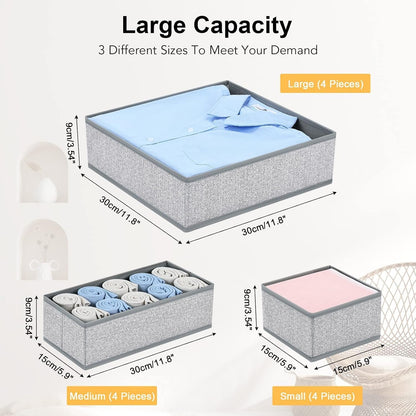 DIMJ Drawer Organizer Clothes 12 Pack - Foldable Baby Organizers and Storage & Dresser Organizer