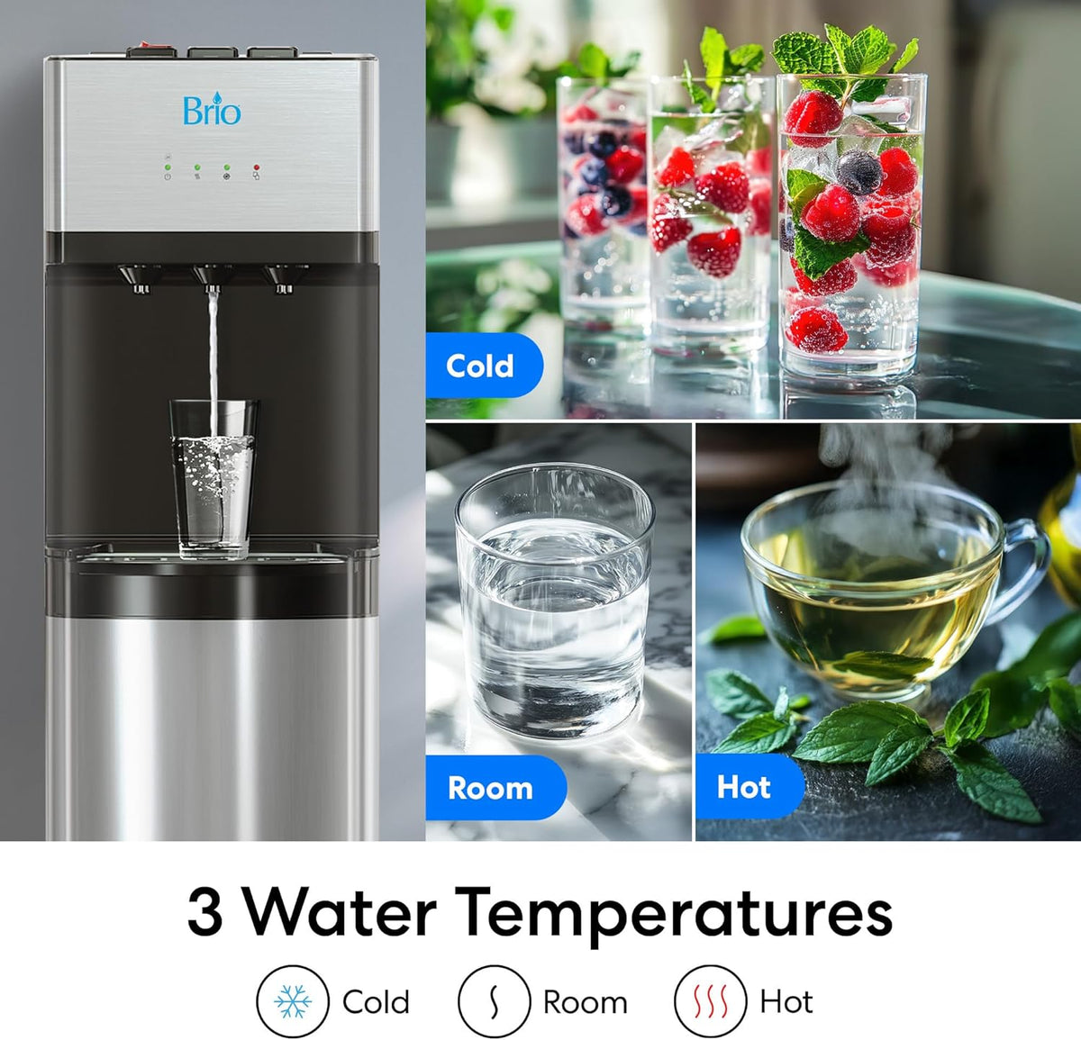 Brio Self Cleaning Bottom Loading Water Cooler Water Dispenser – Limited Edition - 3 Temperature