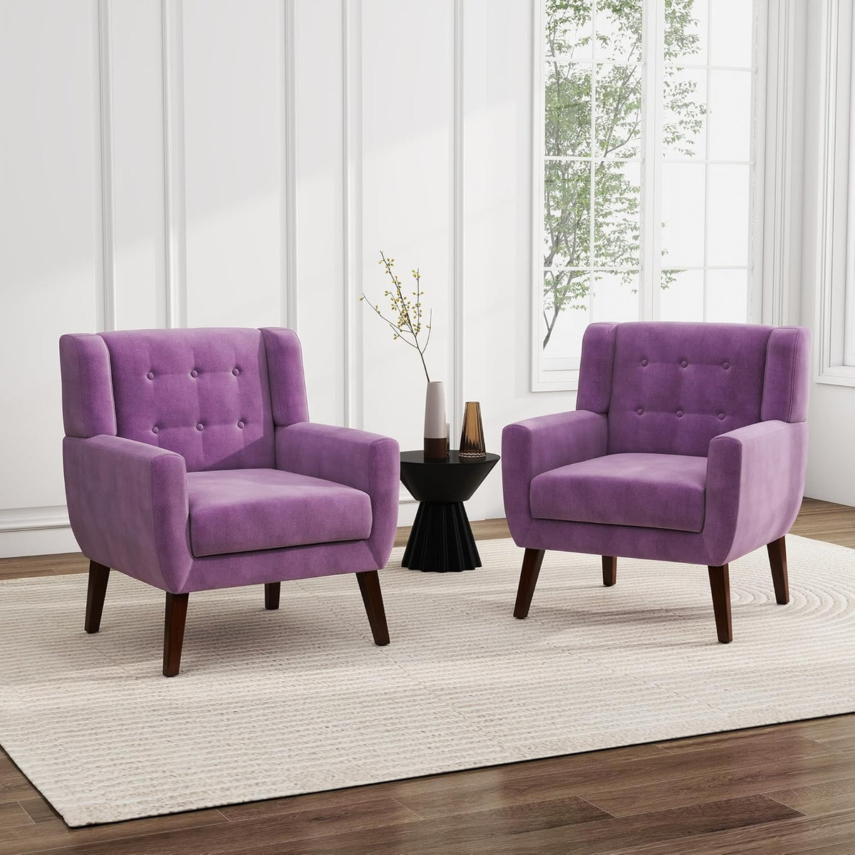 UIXE Accent Chairs Set of 2, Modern Upholstered Arm Chair, Mid-Century Club Armchair Comfy Single
