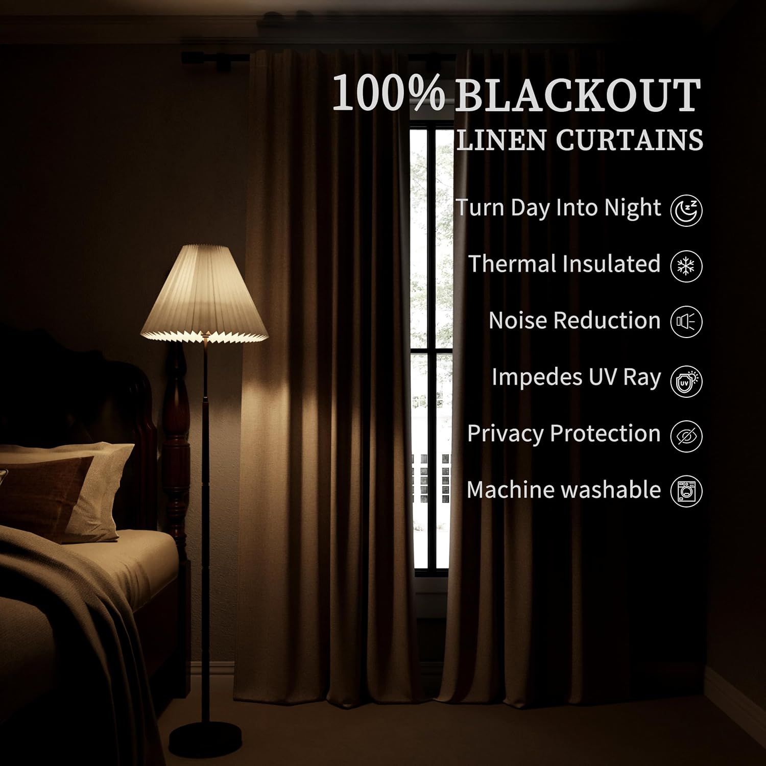 BOODII Full Blackout Curtains 90 Inches Long Room Darkening Curtain for Bedroom Sliding Door