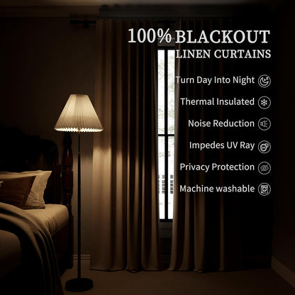 BOODII Room Darkening Curtains Matcha Brown Black Out Curtains 96 Inches Long 2 Panel Set Back Tab
