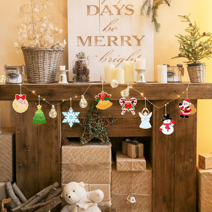 80PCS Wooden Christmas Ornaments to Paint, 8 Styles DIY Blank Unfinished Wood Reindeer Santa Claus
