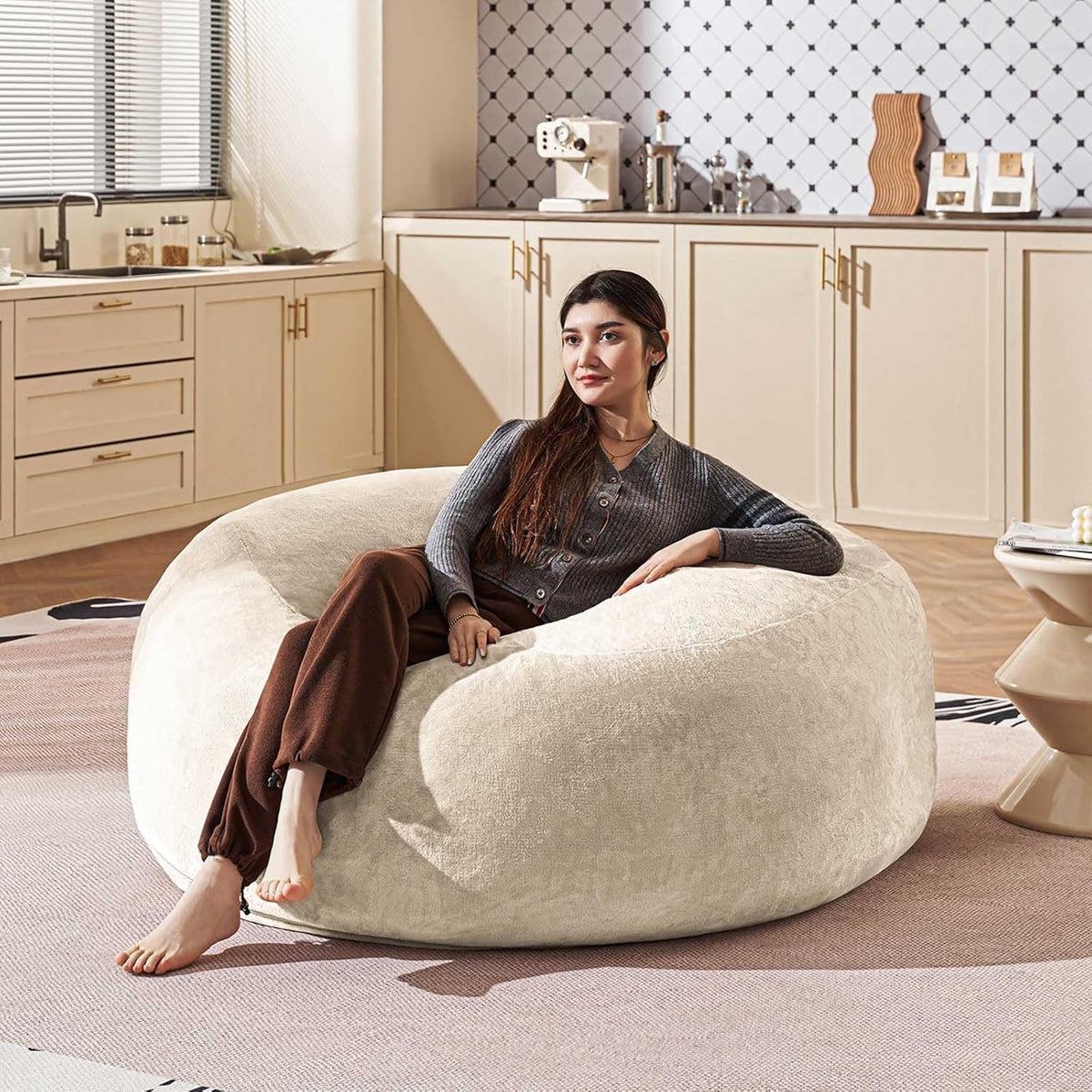 Bean Bag Chair 5Ft, Memory Foam Filled, Large Beanbag Chairs for Adults and Teens, Soft Sofa with