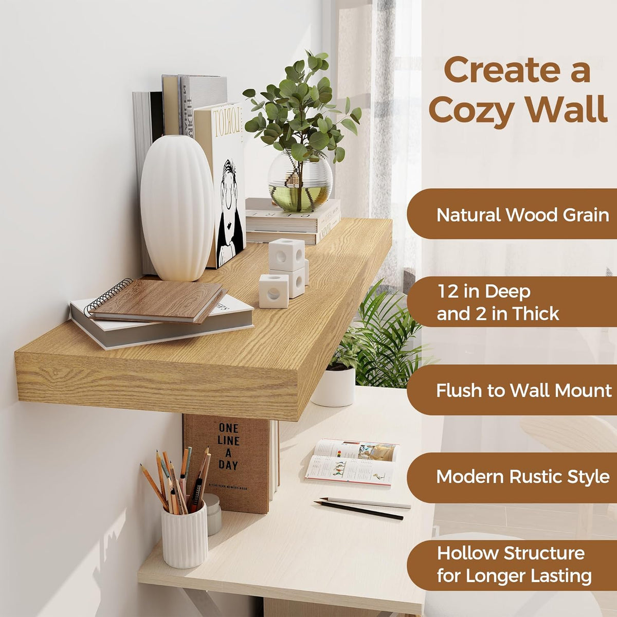 Floating Shelves 36 Inch Long, 12 Inch Deep Floating Shelves for Wall, 36 x 12 Shelves for Wall