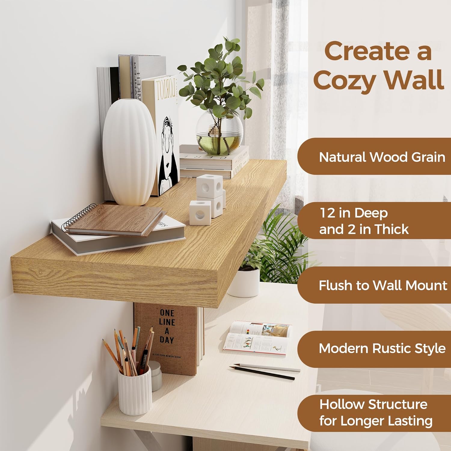 Floating Shelves 36 Inch Long, 12 Inch Deep Floating Shelves for Wall, 36 x 12 Shelves for Wall