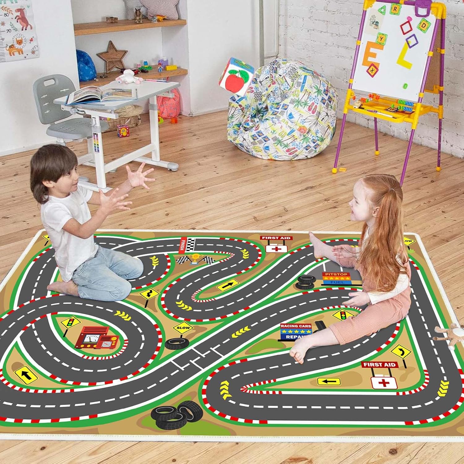 Kids Rug Play mat Playroom Rugs Car Rugs for Kids Toy Cars Race Track for Classroom Rug