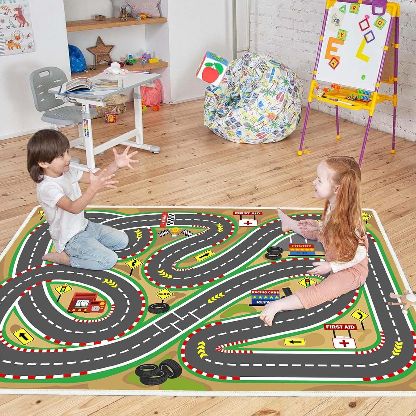 Kids Rug Play mat Playroom Rugs Car Rugs for Kids Toy Cars Race Track for Classroom Rug