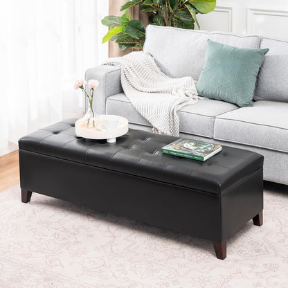 Joveco Storage Ottoman Bench, 51 Inch Leather Tufted Upholstered Bench for End Foot of Bed