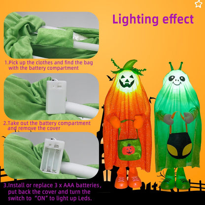 32" Front Porch Light up Halloween Figure Décor, Kit Standing Trick or Treat Indoor and Outdoor