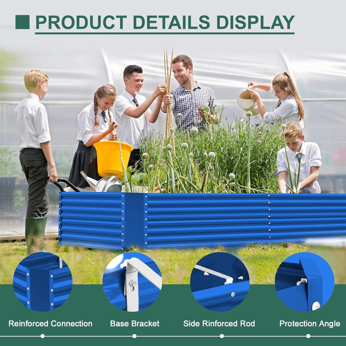 Land Guard 6x3x3ft Rectangular Galvanized Raised Garden Beds, Large-Capacity Metal Planter Box