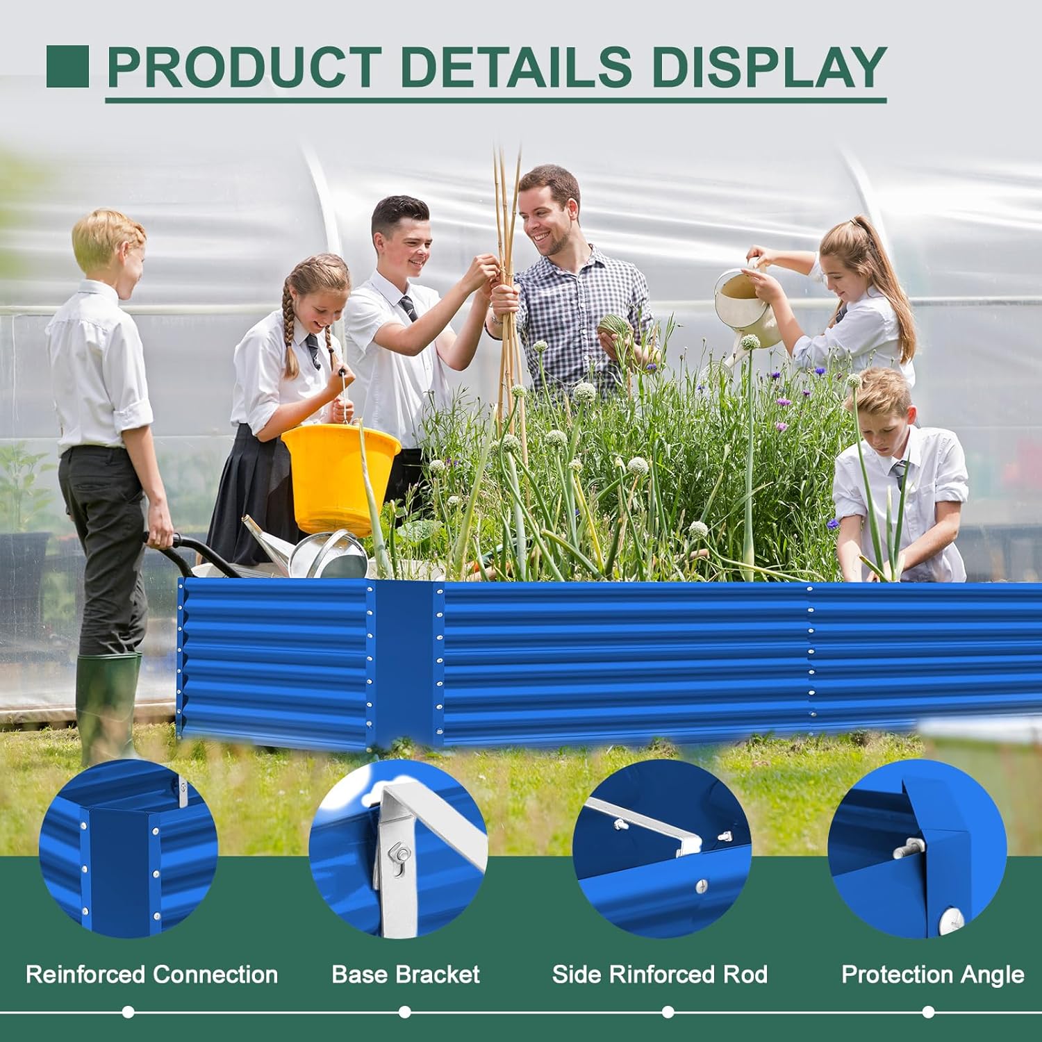 Land Guard 6x3x3ft Rectangular Galvanized Raised Garden Beds, Large-Capacity Metal Planter Box