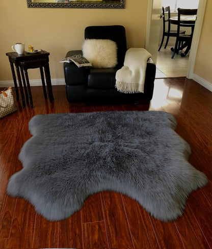LAMBZY Faux Sheepskin Super Soft Hypoallergenic Free Shape Silky Shag Rug, Luxury Shaggy Plush