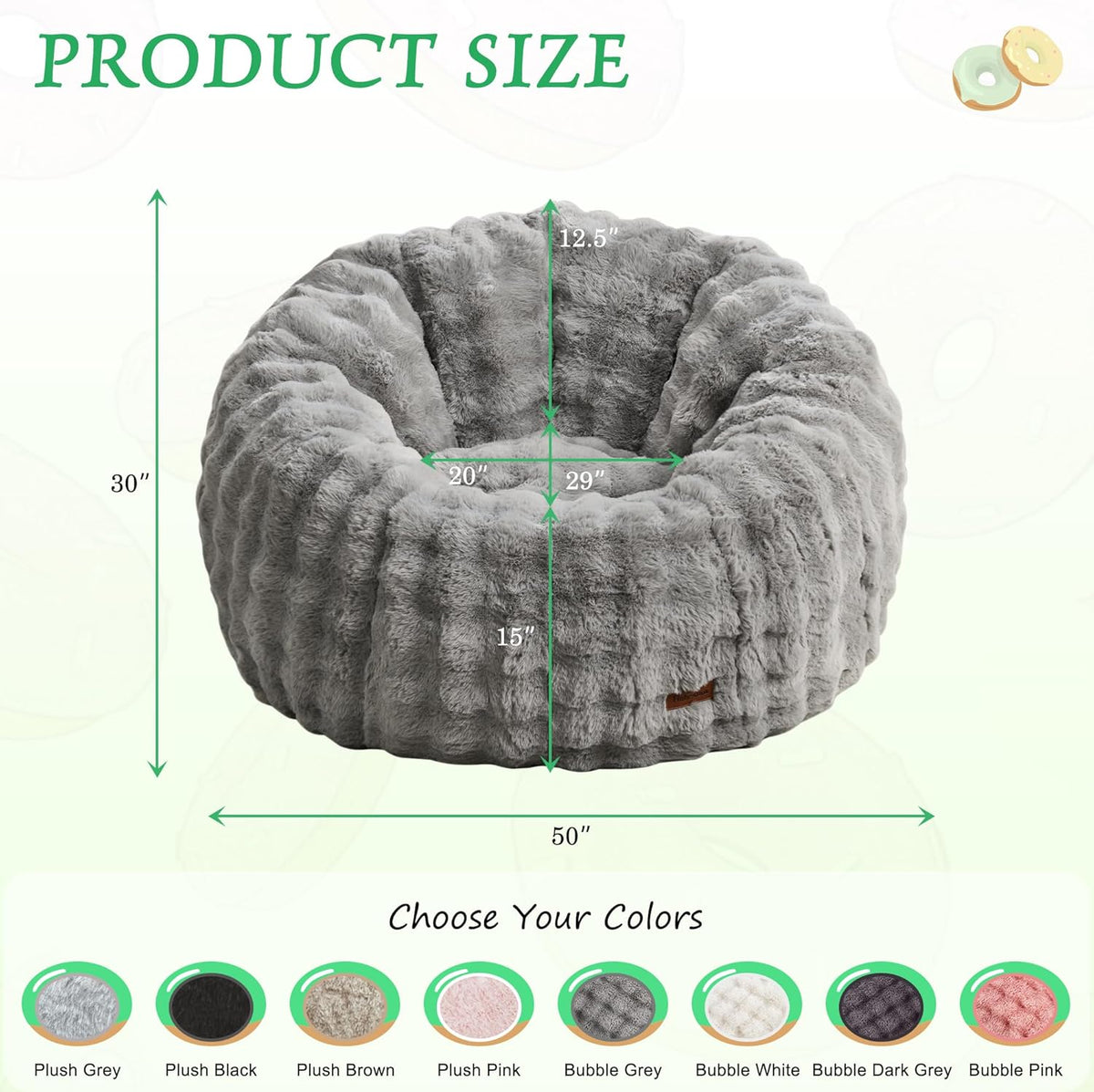 Hobestluk Bean Bag Chair Oversized Bean Bag Chair for Adults Donut-Shaped Large Bean Bag with