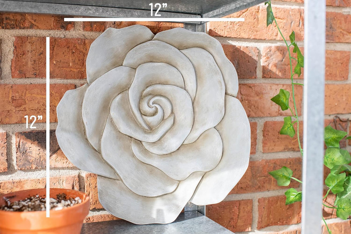 NAT & Jules Rose Flower Shaped Dimensional Indoor Outdoor 12 inch Cast Resin Decorative Garden