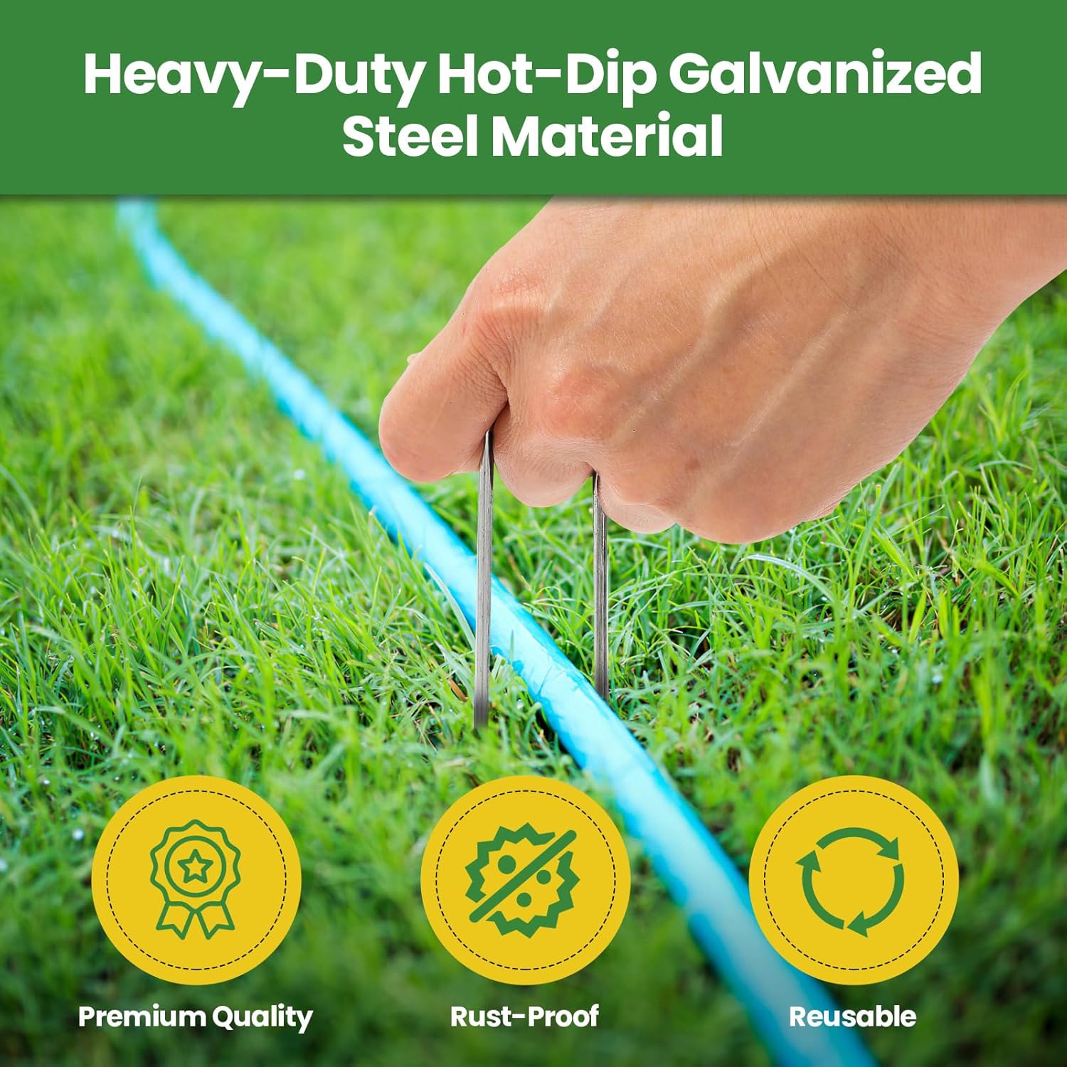 Landscape Staples 12 Inch 60 Pack, Garden Stakes Galvanized Garden Staples 11 Gauge, Plant Cover