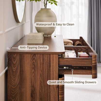8 Drawer Dresser for Bedroom, 52 Inch Wide Modern Chest of Drawers, Push-to-Open Wood Storgae