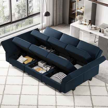 Belffin Modular Velvet Sectional Sofa with Chaise Lounge Sectional Sleeper Sofa with Storage Chaise