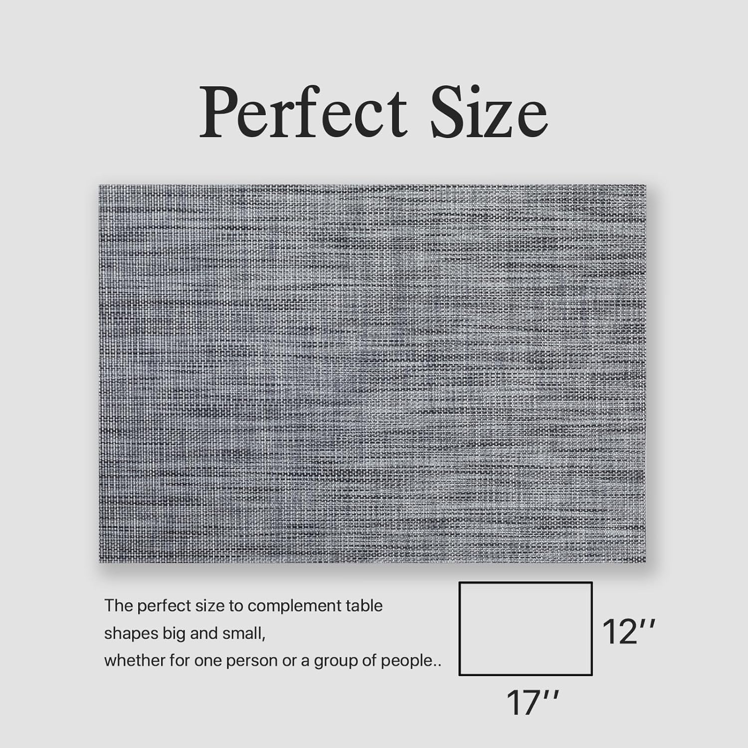 Placemats Set of 12 - Easy Clean Woven Vinyl Placemats for Dining Table, Indoor/Outdoor Place Mats