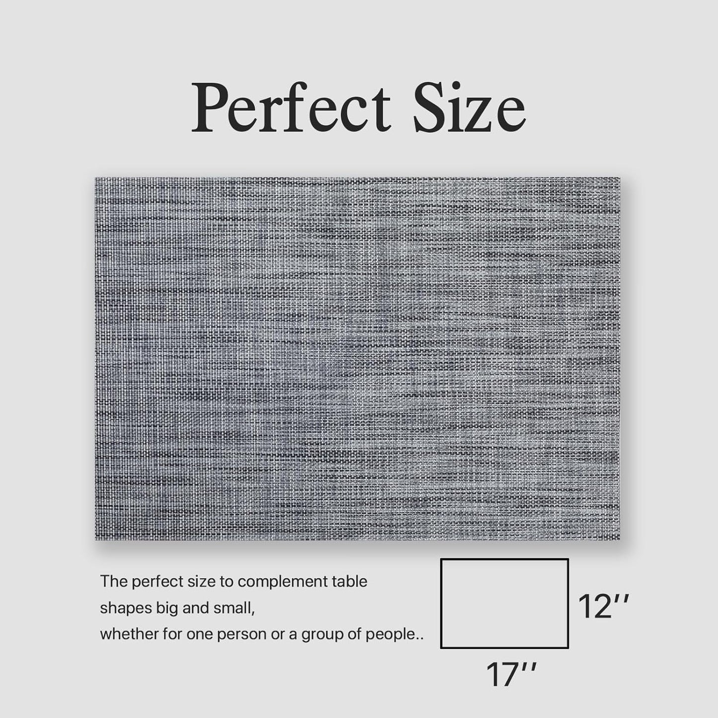 Placemats Set of 6 - Easy Clean Woven Vinyl Placemats for Dining Table, Indoor/Outdoor Place Mats