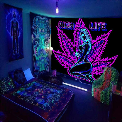 ADDWel Blacklight Tapestry for Bedroom, Tapestry Glow In The Dark, UV Reactive Black Light Posters