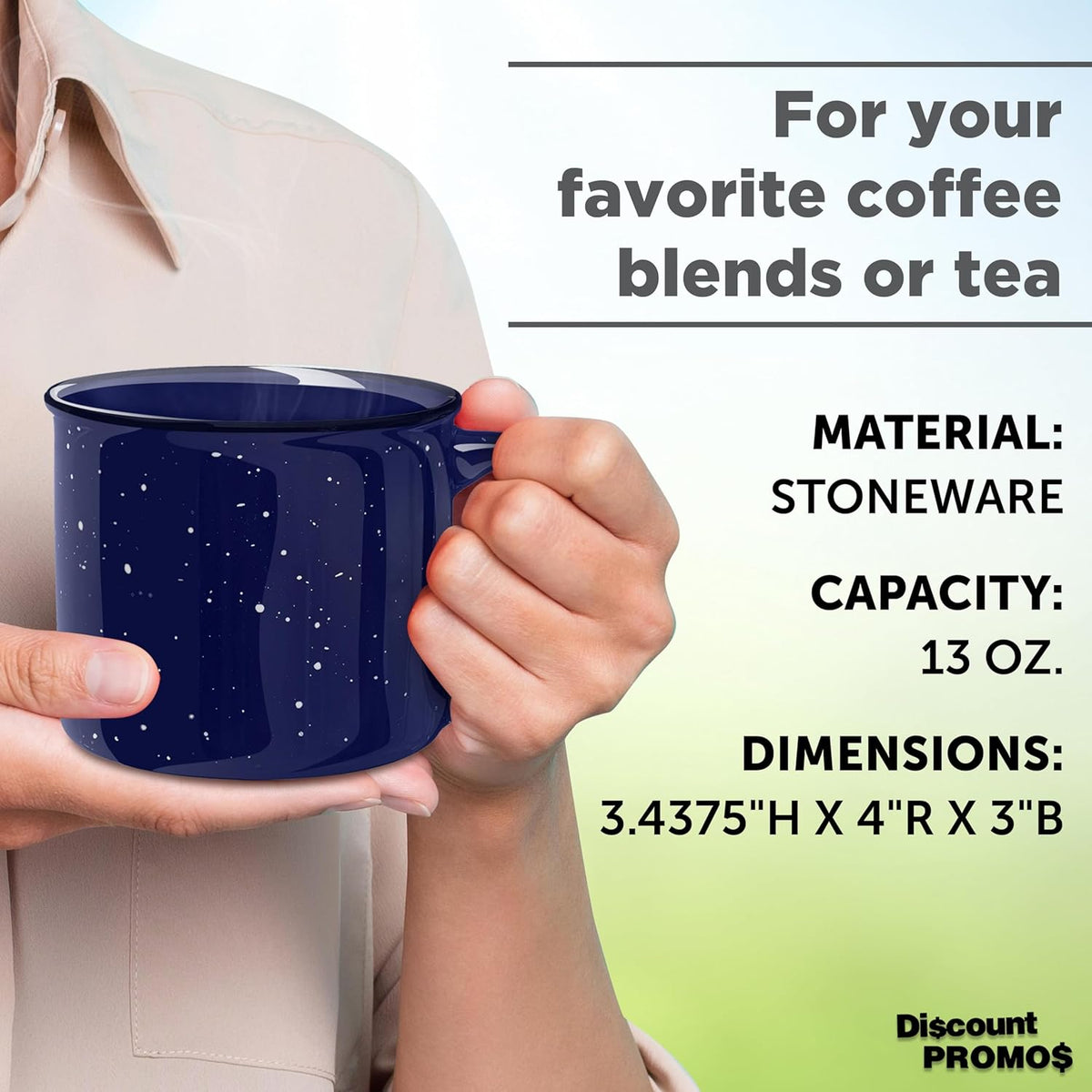 DISCOUNT PROMOS Ceramic Campfire Coffee Mugs 13 oz. Set of 10, Bulk Pack - Perfect for Tea