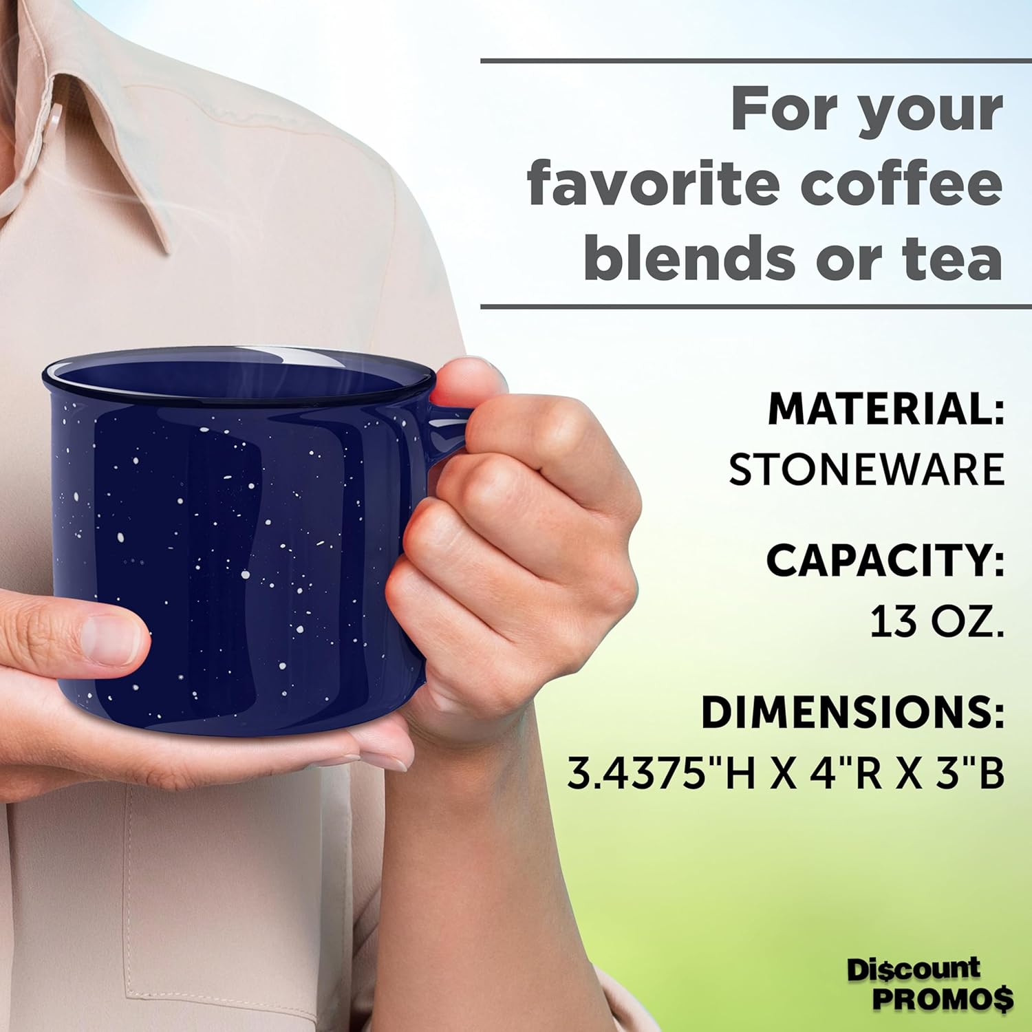 DISCOUNT PROMOS Ceramic Campfire Coffee Mugs 13 oz. Set of 10, Bulk Pack - Perfect for Tea