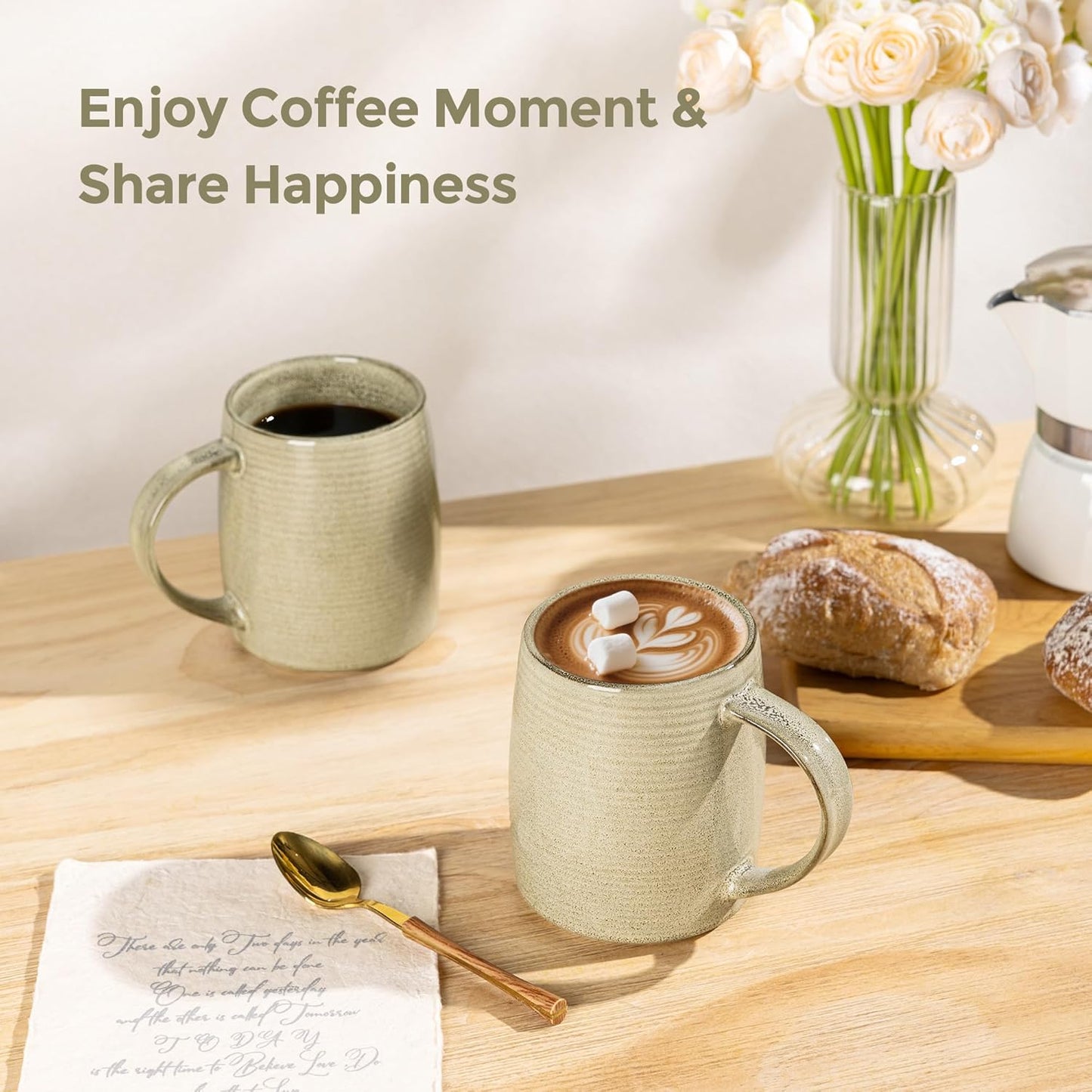 GBHOME Large Coffee Mugs Set of 6, 18oz Handmade Ceramic Coffee Mugs Set with Gradient color for