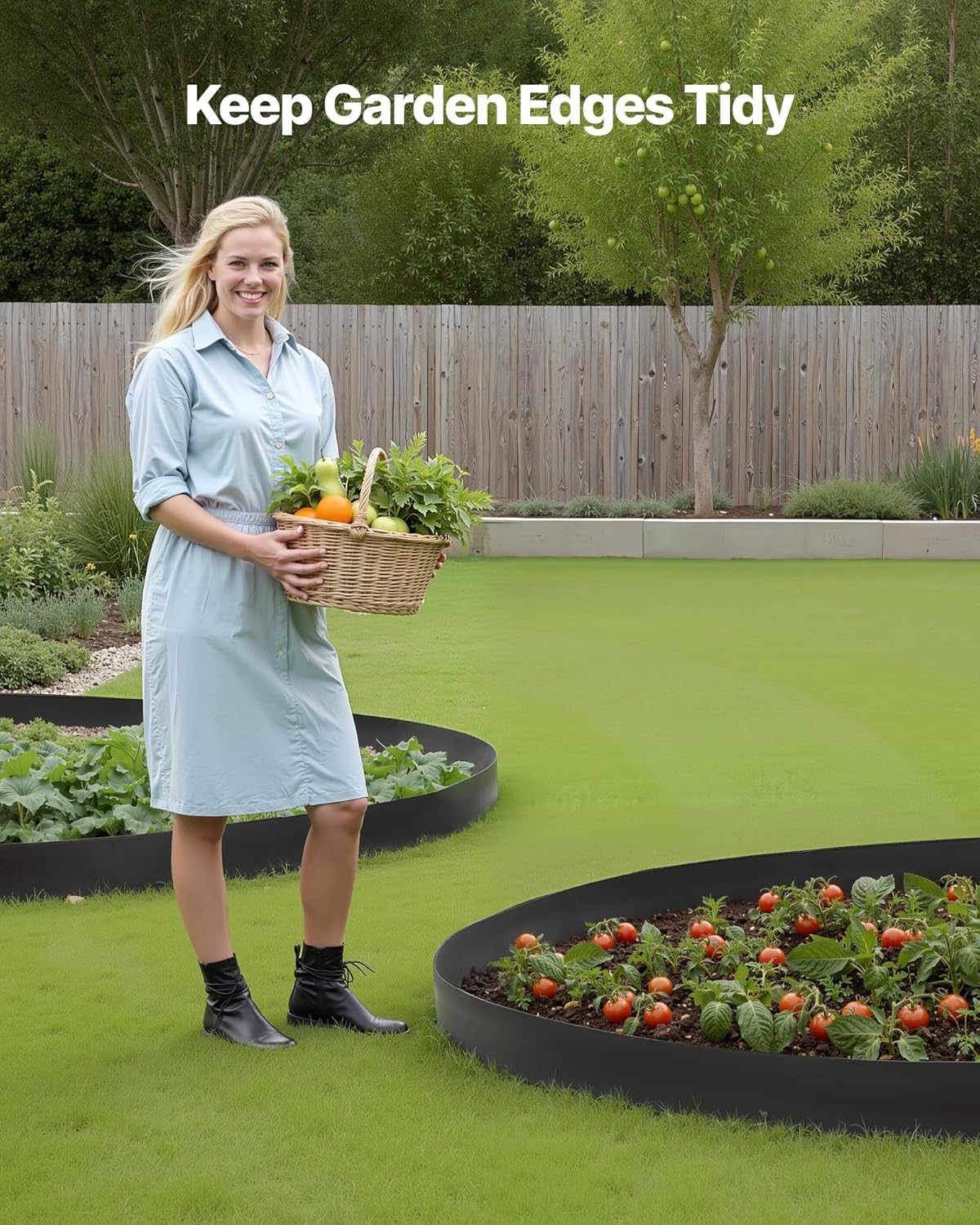 VEVOR Landscape Edging, 66 ft x 4 in Plastic Garden Border Edging with 60 Spikes & 2 Ground Stakes